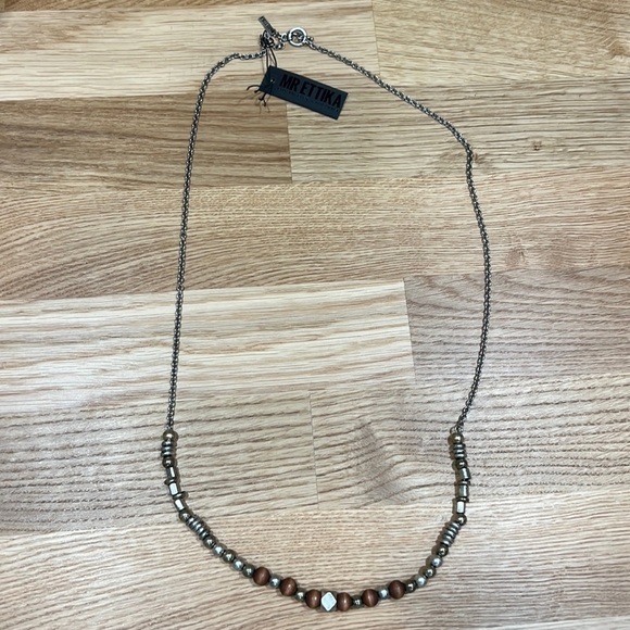 ettika Other - Mr ETTIKA Necklace Silver Chain with Wood and Silver Beads